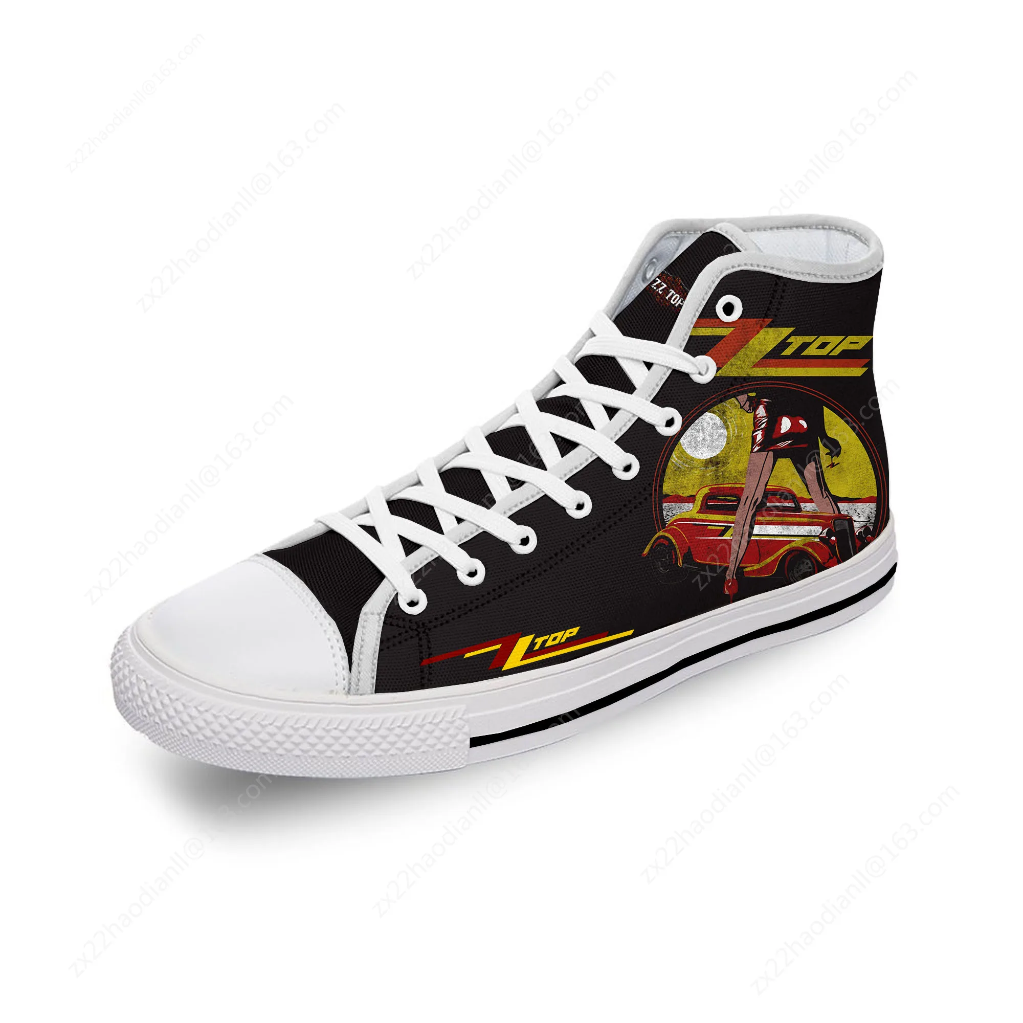 Top Blues Rock Band ZZ Singer Cool White Cloth Fashion 3D Print High Top Canvas Shoes Men Women Lightweight Breathable Sneakers