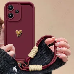 Custodia per telefono in silicone opaco morbido a forma di cuore 3D di lusso