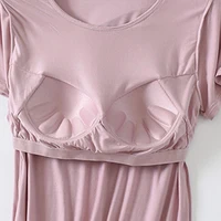 Women's Modal One-Piece T-Shirt With Built In Bra Short-sleeved Slim Fit Soft Breathable Casual All-Matching Tops - Image 5