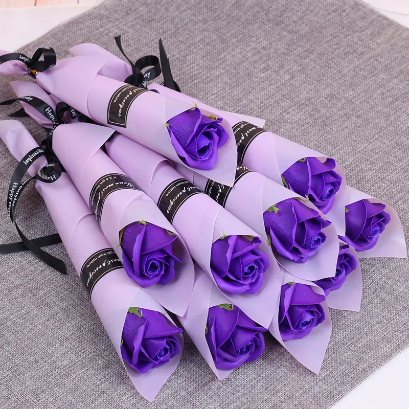 1 Flower Rose Carnation Single Shiny Style Soap Festival Opening Activity Promotion Mother's Day Gift Giving Bunch |