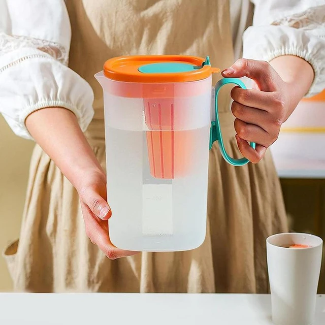 Pitcher With Lid Spout And Plastic Water Tea Handle Fridge Drink For  Lemonade Iced Cold Carafe