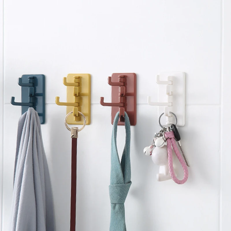 Self Adhesive Wall Hook Strong Without Drilling Coat Bag Bathroom Door Kitchen Towel Hanger Hooks Home Storage 1/2/4PCS