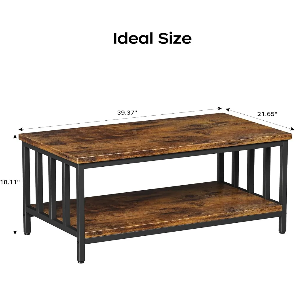 Coffee Table for Living Room, Farmhouse Living Room Tables with Slatted Sides Frame for Home Office, Apartment,Coffee Tables 3