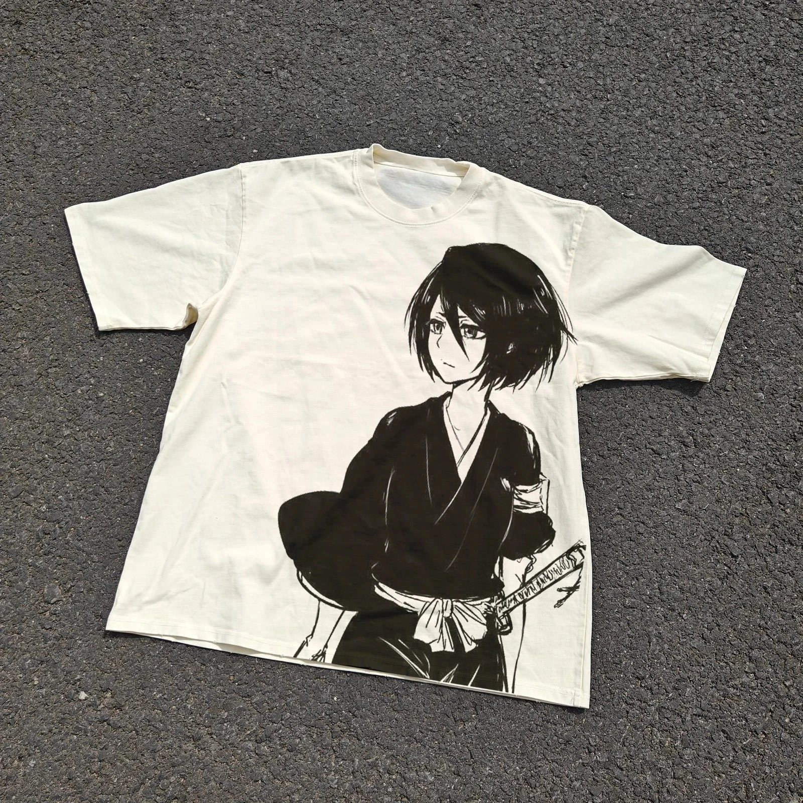 BLEACH Rukia Kuchiki Anime Grafik T-Shirt Vintage Skizzen-Print Unisex Casual Baumwolle Kurzarm-Shirt Japanische Manga-Fan-Oberteile