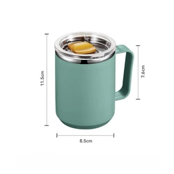 Stainless Steel Insulated Double - Walled Travel Mug with Lid, 450ML - 450ML (Green)