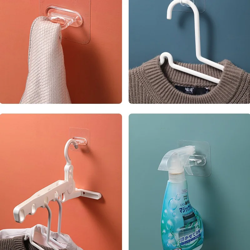 16/2PCS Spray Bottle Holder Adhesive Bottle Hooks Clear Spray Bottle Hooks Shower Curtain Rod Holder Wall Mount Utility Hooks 4