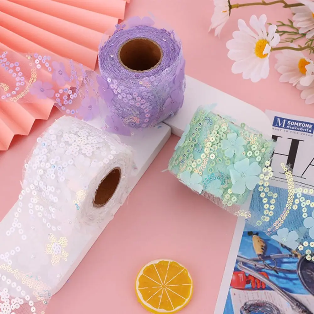 3D 플라워 글리터 얇은 명주 그물 롤 너비 크리스탈 스팽글, DIY 공예 스커트 선물, 홈 웨딩 파티 장식, 10 야드