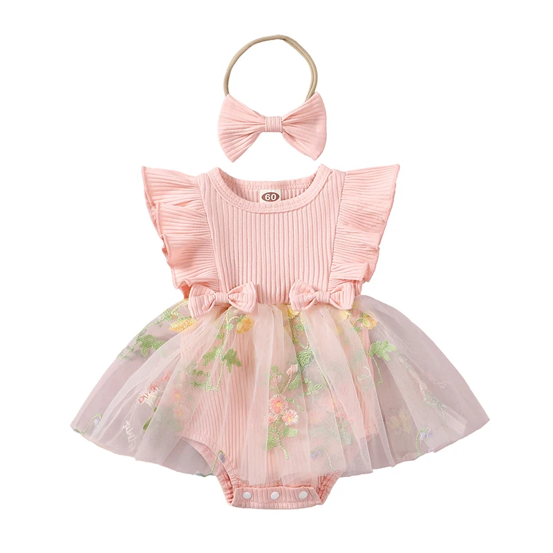 

Mubineo Baby Girl Summer Clothes Ruffle Romper Skirt Dress Princess Outfits Sleeveless Tutu Floral Newborn Outfit