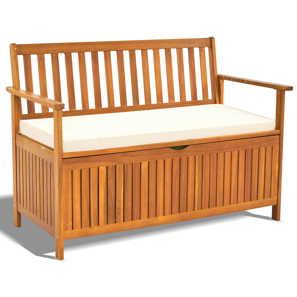 Wooden Storage Bench with Waterproof Lining