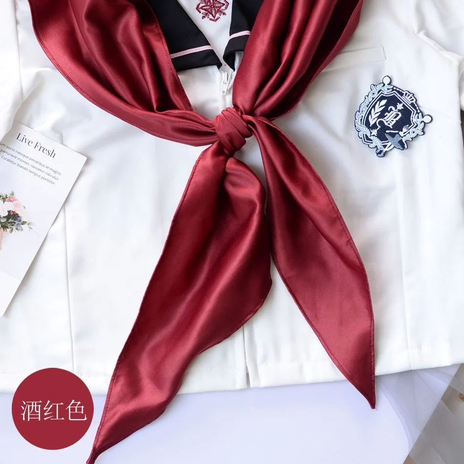 School Girls Triangular scarf Tie Japanese Korean Students Tie Necktie Choker For JK Uniforms Neckwear Red Green Navy Pink Blue 3