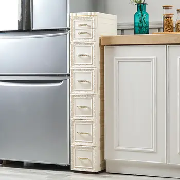 Nightstand Wood Lingerie Chest with Drawers Multifunctional Storage Locker Multi-Layer Living Room Cabinet w/ 7 Drawers 2