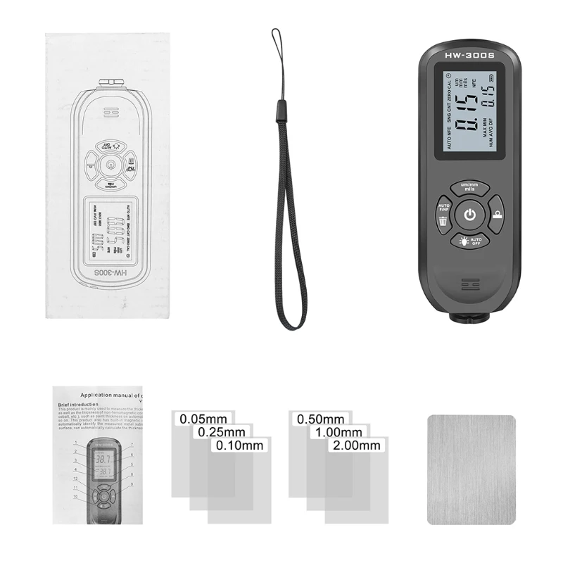 

Coating Thickness Gauge with Calibration Sheet Digital Paint Depth Gauge Meter Rubber Protective Automatic F/NF 2 Colors