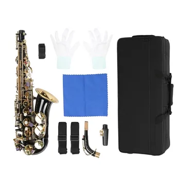 Alto Saxophone E Flat Bending Tube Brass and Electrophoresis Gold Surface Saxophone Kit