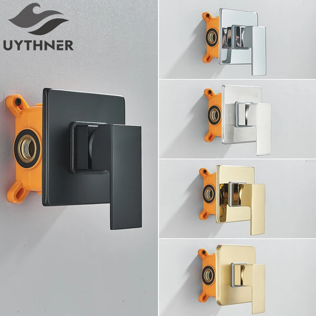 Uythner Golden ก๊อกน้ําอาบน้ําทองเหลืองวาล์วผสม 1 ทางปกปิดกล่องฝังตัววาล์วฝักบัววาล์วควบคุมทองเหลือง Wall Mount 1