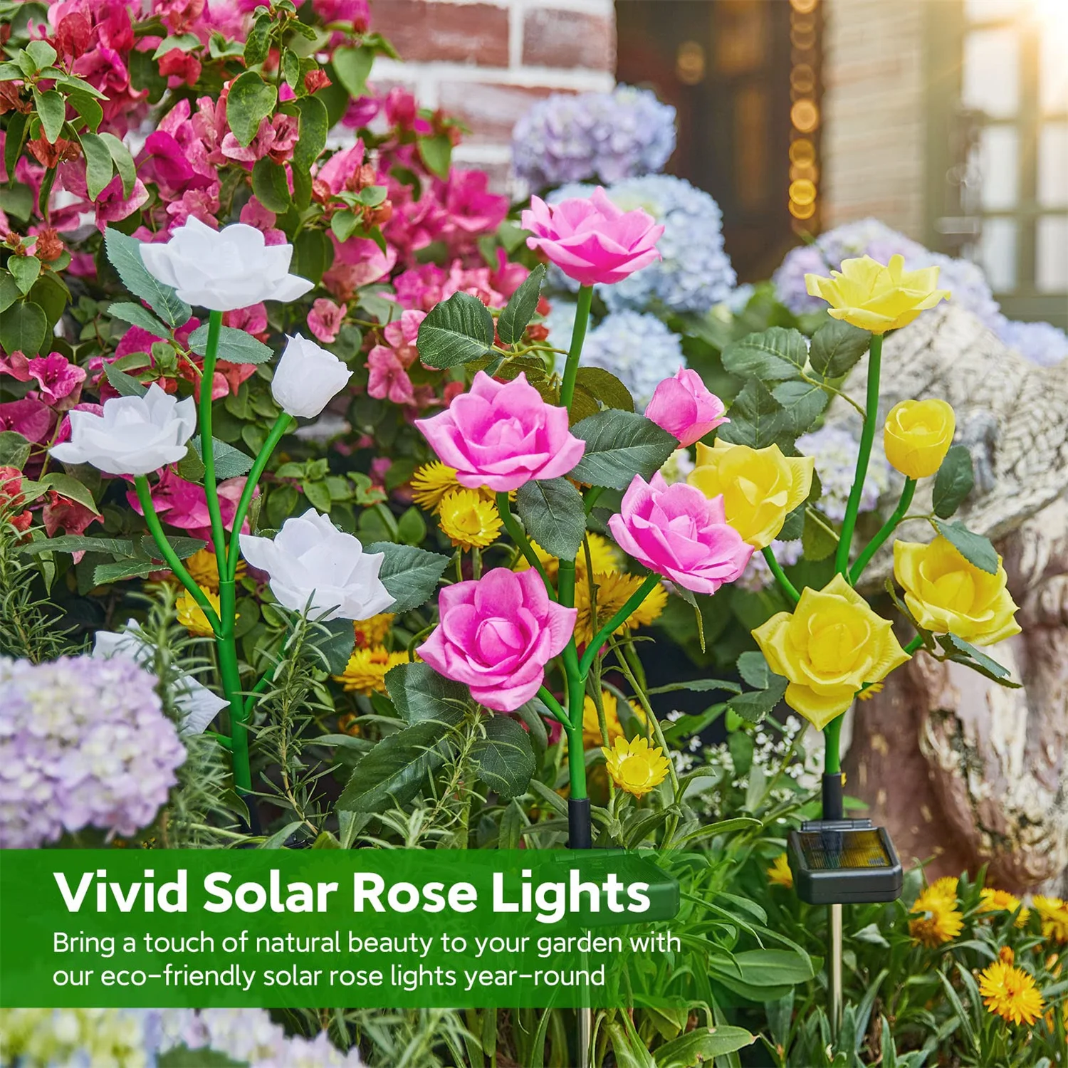 Waterproof LED Solar Rose Flower Pathway Lights