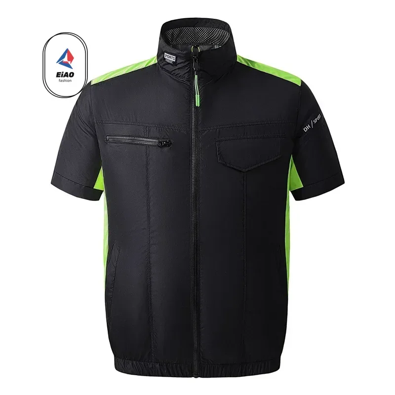 EiAO Summer Ice Vest Men's Fan Jacket USB Refrigeration Air Conditioning Clothing Outdoor Protection Fishing Work Short Sleeve
