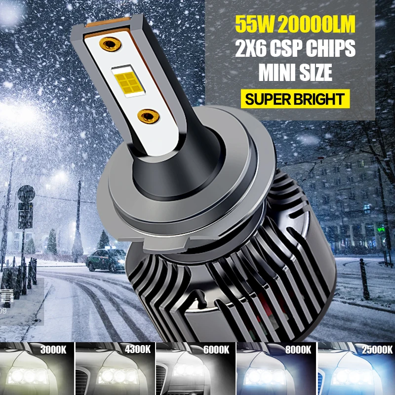 Светодиодные фары Carshark Turbo H7 4300 лм H1 H4 H8 H9 H11 лампы Hb3 Hb4 Hir2 автомобильные 6000K 8000K 9005 K