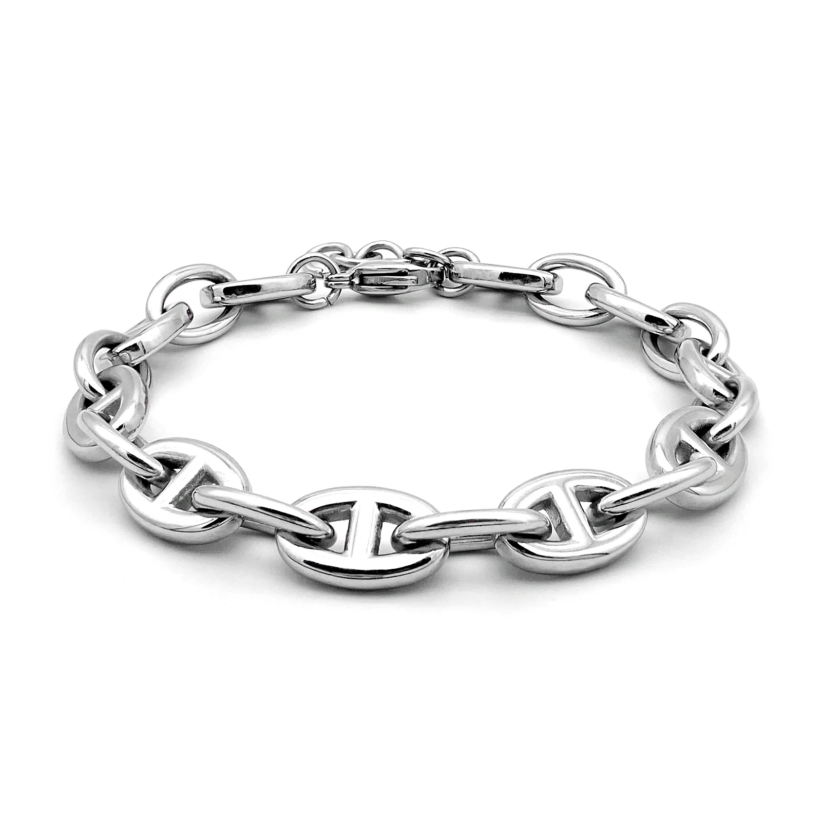 Stainless Steel Handcuff Bracelet for Men Link Chain Adjustable Length 21cm Fashion Gift Box Bracelet Man