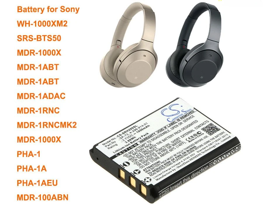 

Cameron Sino 1050mAh Battery for Sony MDR-1000X, PHA-1, PHA-2, WH-1000XM2, MDR-1ABT, SRS-BTS50, MDR-1ADAC, MDR-1RNC, PHA-1AEU
