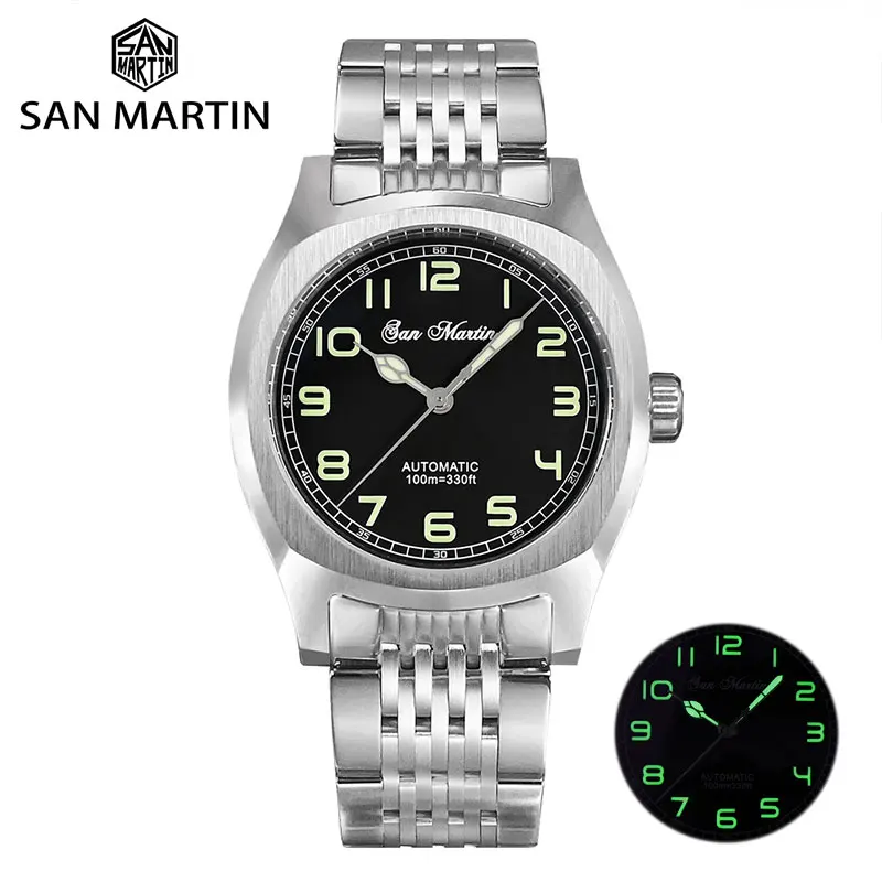

San Martin 38mm Men Diving Watch Luxury Sapphire 10Bar Waterproof PT5000 Movement Automatic Machinery Watches C3 Super Luminous