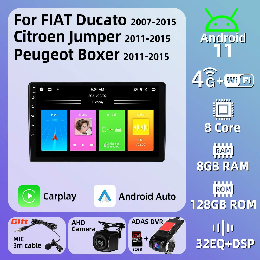 Android Multimedia Per Fiat Ducato 2007-2015 Citroen Jumper Peugeot Boxer 2011-2015 2 Din Autoradio Carplay Autoradio Stereo
