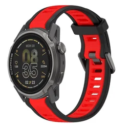 Versatile Silicone Smartwatch Strap in Multiple Sizes - Suunto Run (Black red)