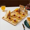 Bamboo Tray Cheese Board Set With Cheese Knife Portable Outdoor Dinner Plates Hotel Restaurant Decoration Accessories Party Sets 1