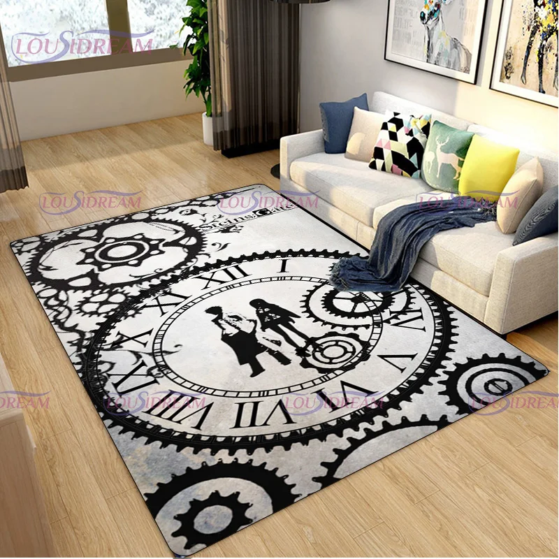 

3d Print Steins Gate Carpet Game Carpet Gear Print Area Rugs for Living Room Anti-Slip Soft Mats for Game Room Home Decor