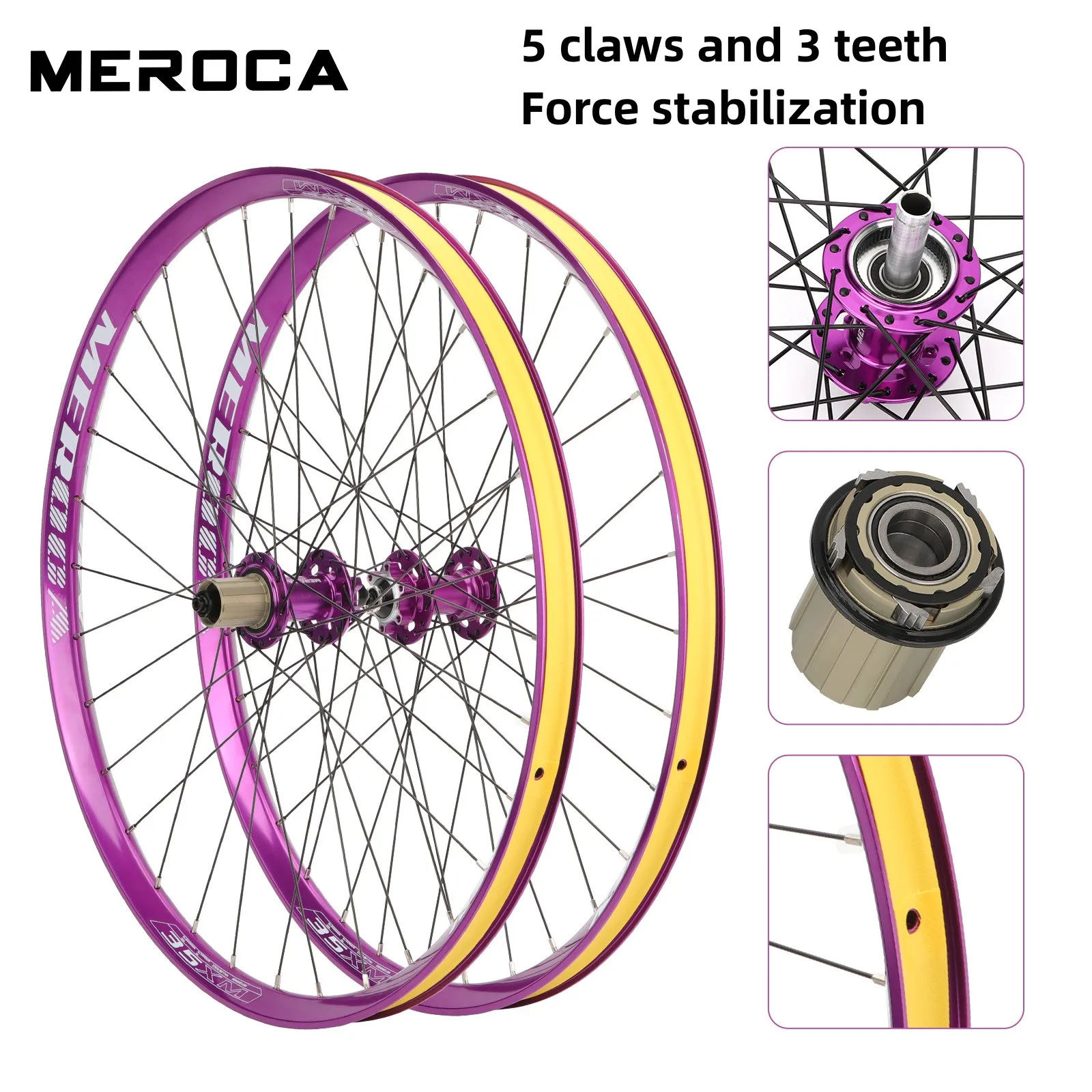 

MEROCA MTB Bicycle Wheels 26/27.5inch 7/8-11speed Six Hole Disc Brake 120 Sound HUB Front2 Rear5 Bearing 32H Downhill Bike Wheel