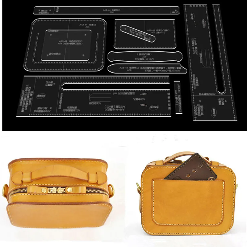 1Set Leather Craft Women Fashion Handbag Sewing Pattern Acrylic Stencil Template DIY Craft Supplies 20*15*10cm