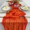 1PCS Orange Cheese Table Runner Gauze Translucent Table Runner Boho Table Decorations For Wedding Decora Holiday Party Décor 2
