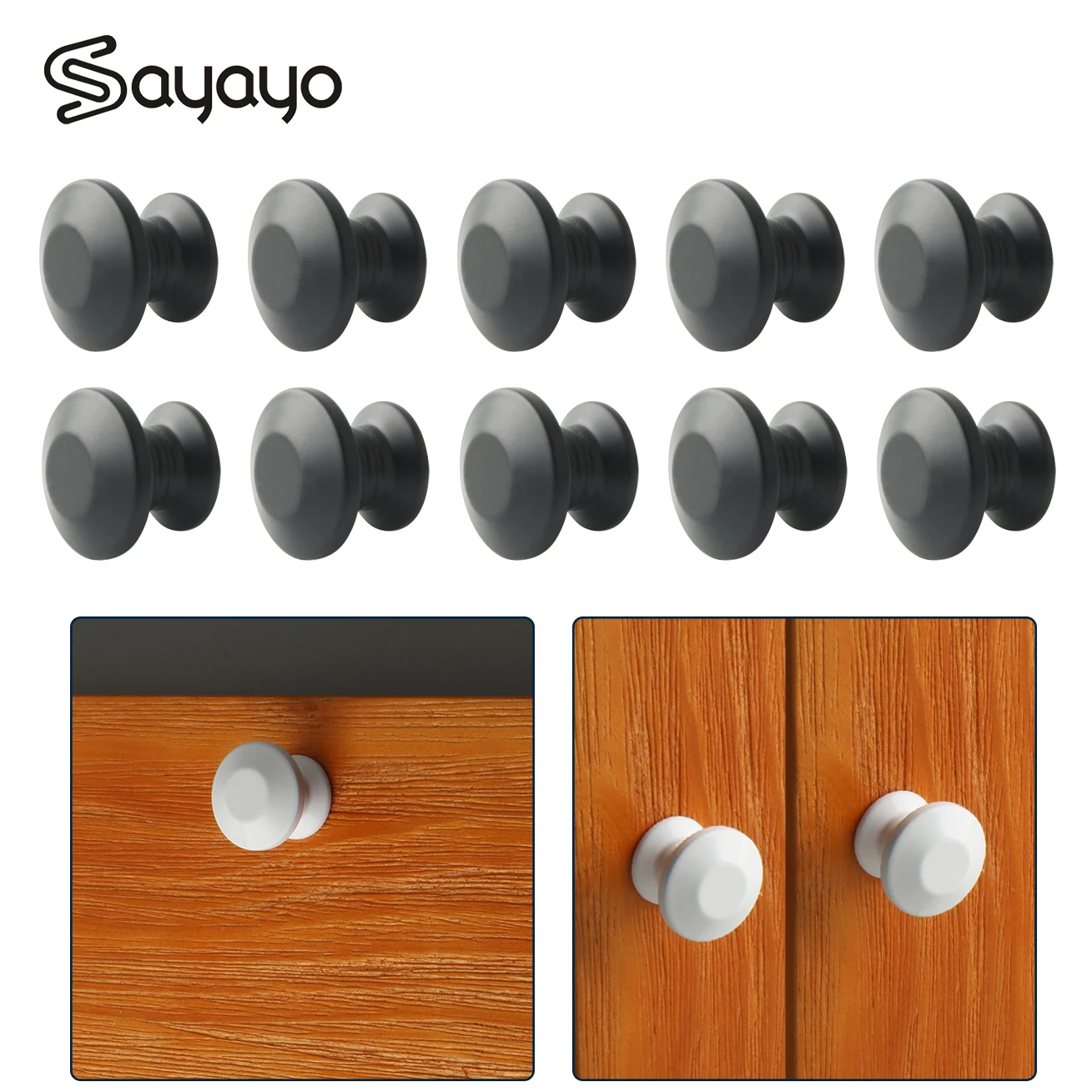 

Sayayo10Pcs Cabinet Knobs Handles White/Black Stainless Steel Drawer Knobs Closet Door Knobs Round Knobs for Kitchen Bathroom