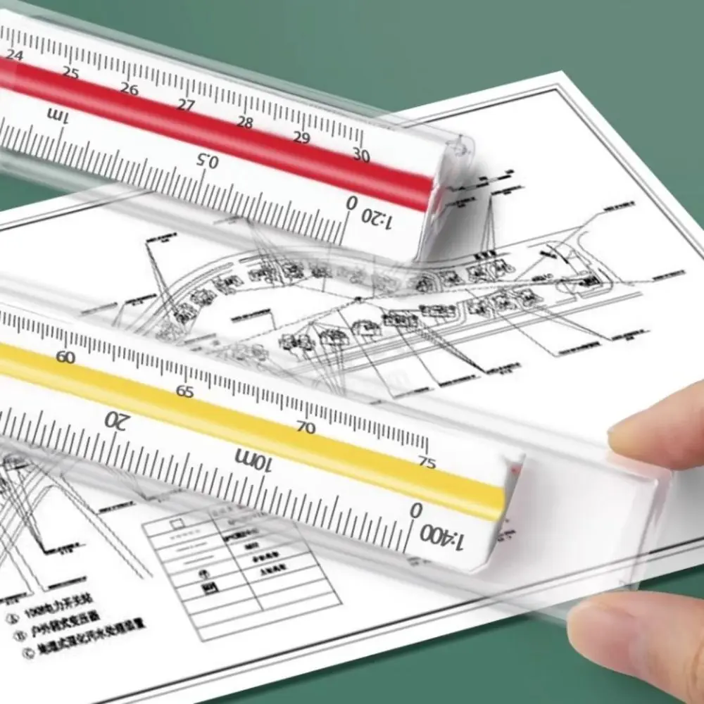 Large T-Shaped Ruler - Three-Edge Scale Triangle for Architectural Drawing and Garment Design