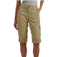 Women's Stylish Cargo Shorts Spring Summer Casual Fashion Solid Color Multi-Pocket Overalls Slim Straight Leg Five Quarter Pants
