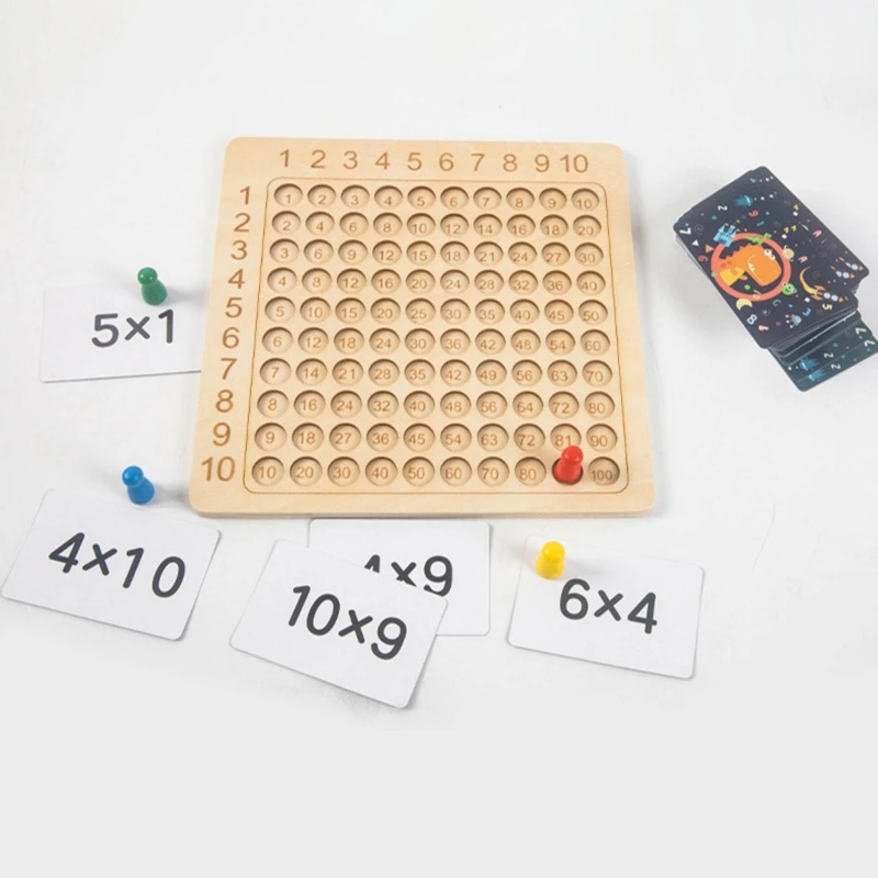 1 Set Montessori Wooden Arithmetic Math Board Toy Multiplication 9X9 Sensory Enlightenment Competitive Puzzle Kids Favor Gift