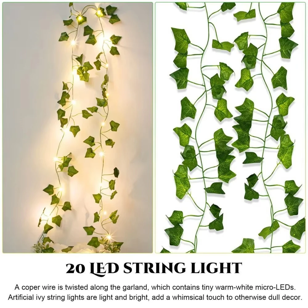 100 LED Fairy Lights Outdoor Artificial Ivy Vine Leaf Plants Lights for Party Wedding Holiday Garden Christmas Decoration