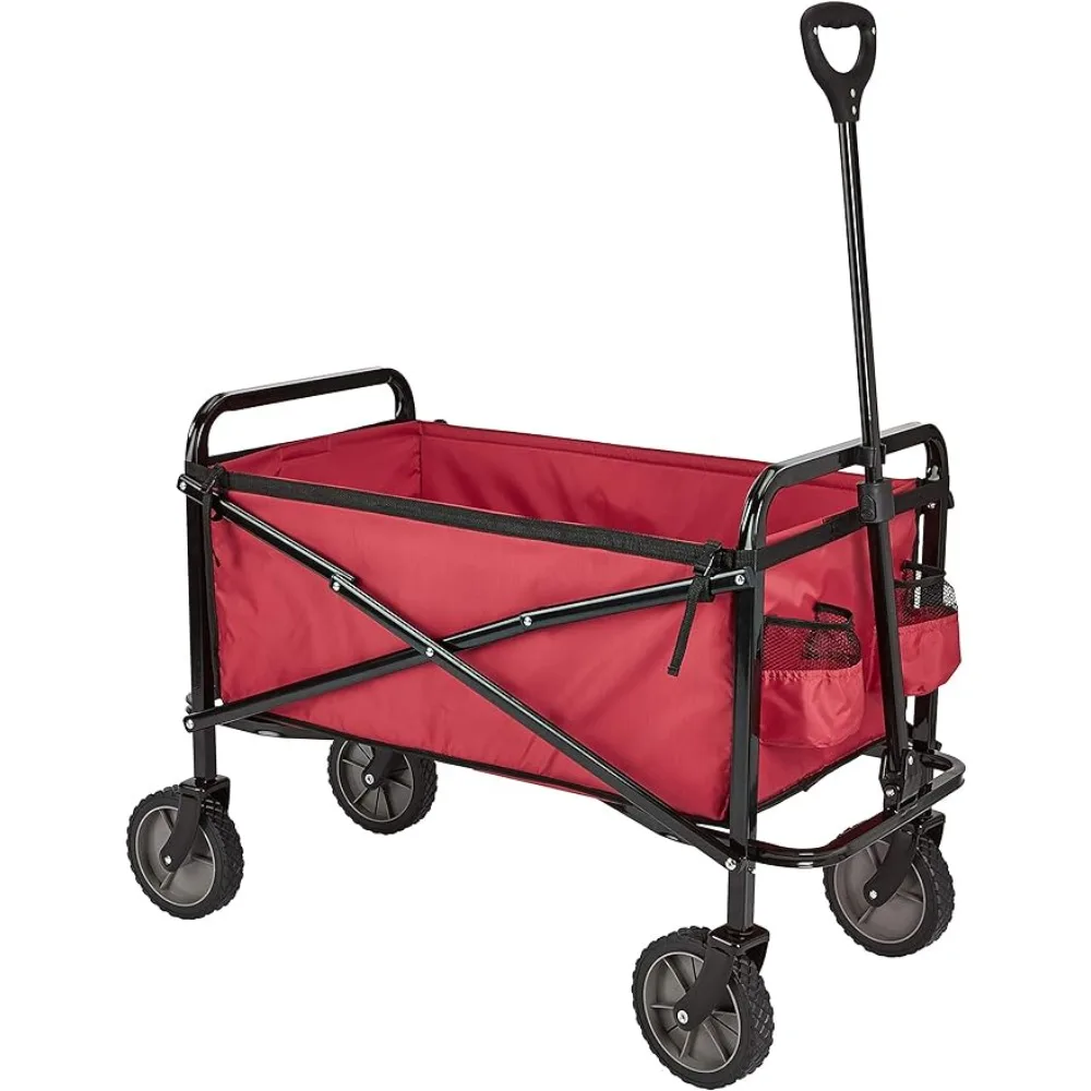 

Garden Carts Collapsible Folding Outdoor Utility Wagon with Cover Bag, Red