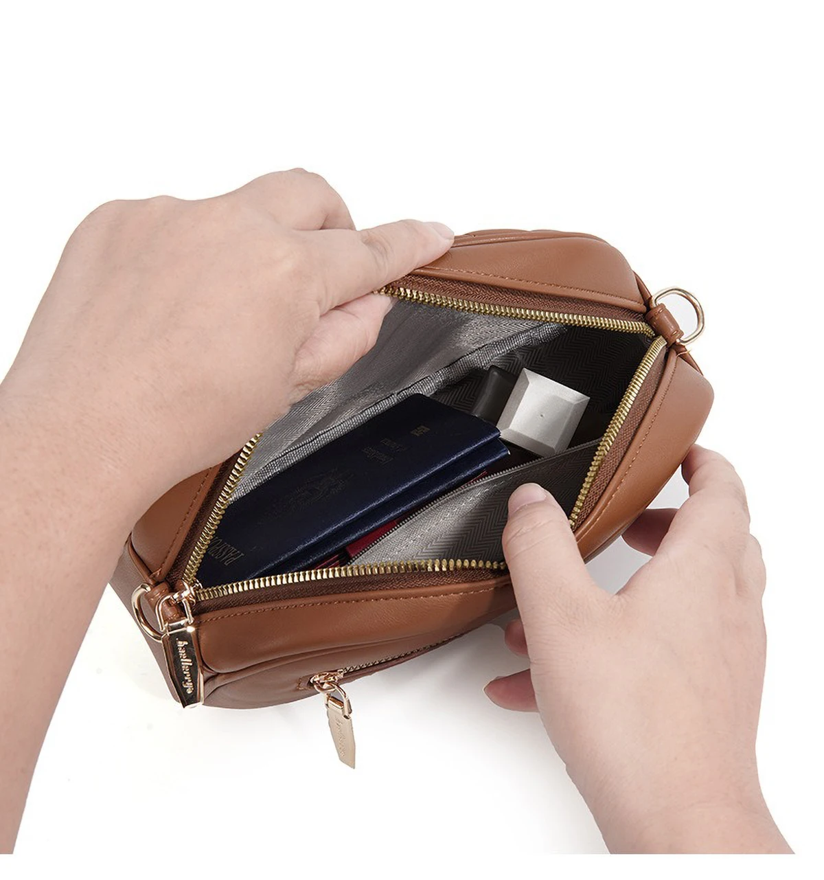 2025 Spacious PU Leather Crossbody Bag Women, Large Capacity Work Tote with Multi Zipper Pockets & Adjustable Strap for Daily Co