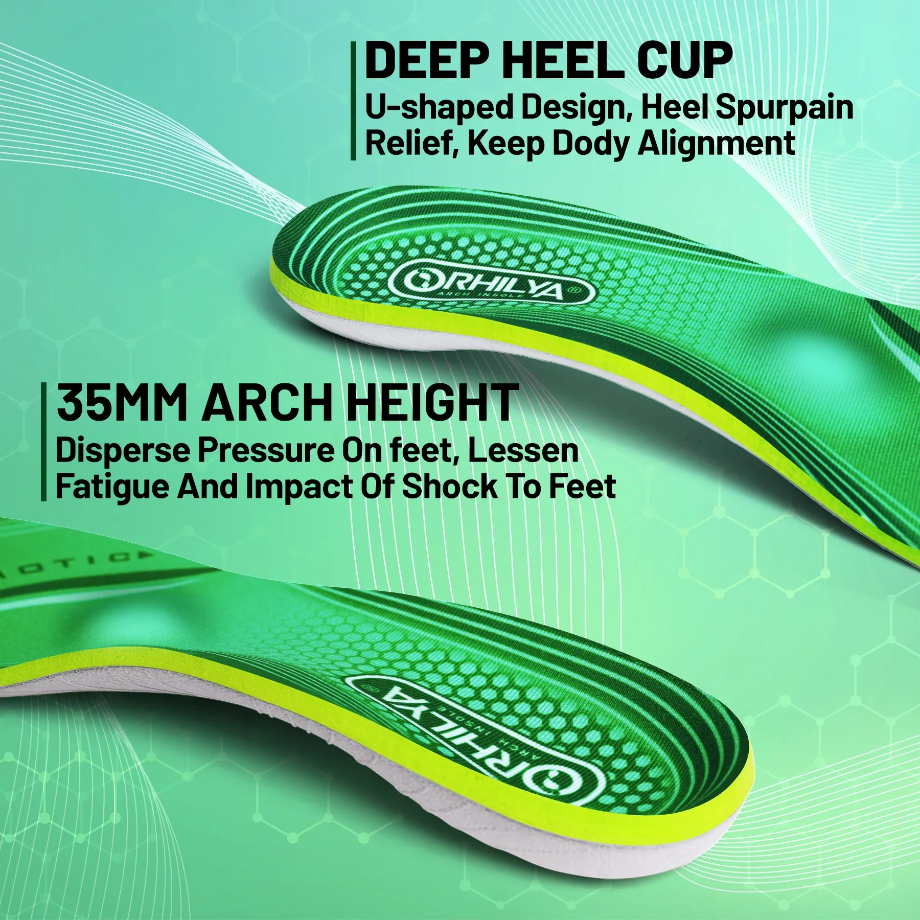 Orthotic Insoles Shoe Insoles Orthopedic Insoles Plantar Fasciitis Relief Flat Feet High Arch Support Insert Metatarsal Pain Men&Women Standing All Day