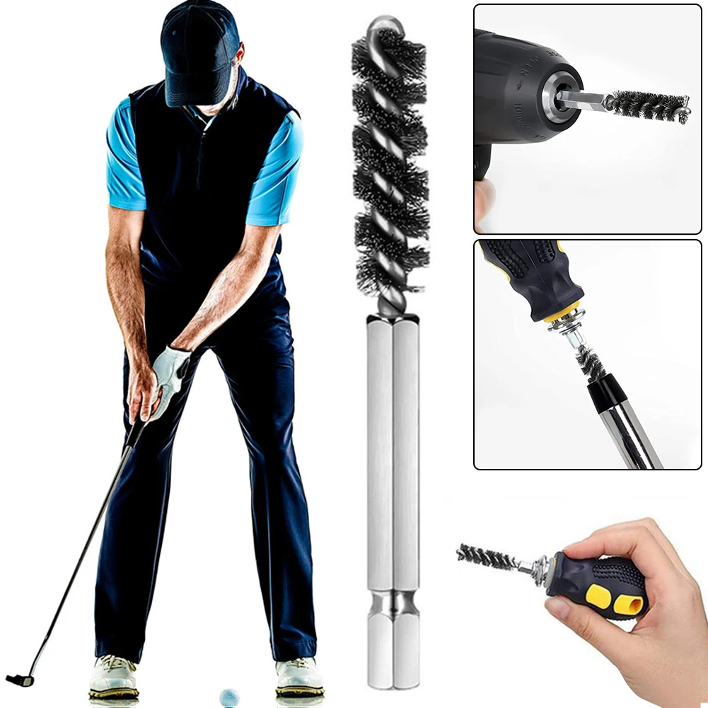 Electric Drill Wire Brush Golf Club Brush Stainless Steel Bristles Wire Brush Clubs Groove Cleaner for Deeply Clean Debris Dust