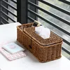 Napkin Cover Rattan Wicker Storage Case Removable Tissue Box Desk Hand-Woven Paper Towel Holder Facial Tissue Dispenser Basket 3