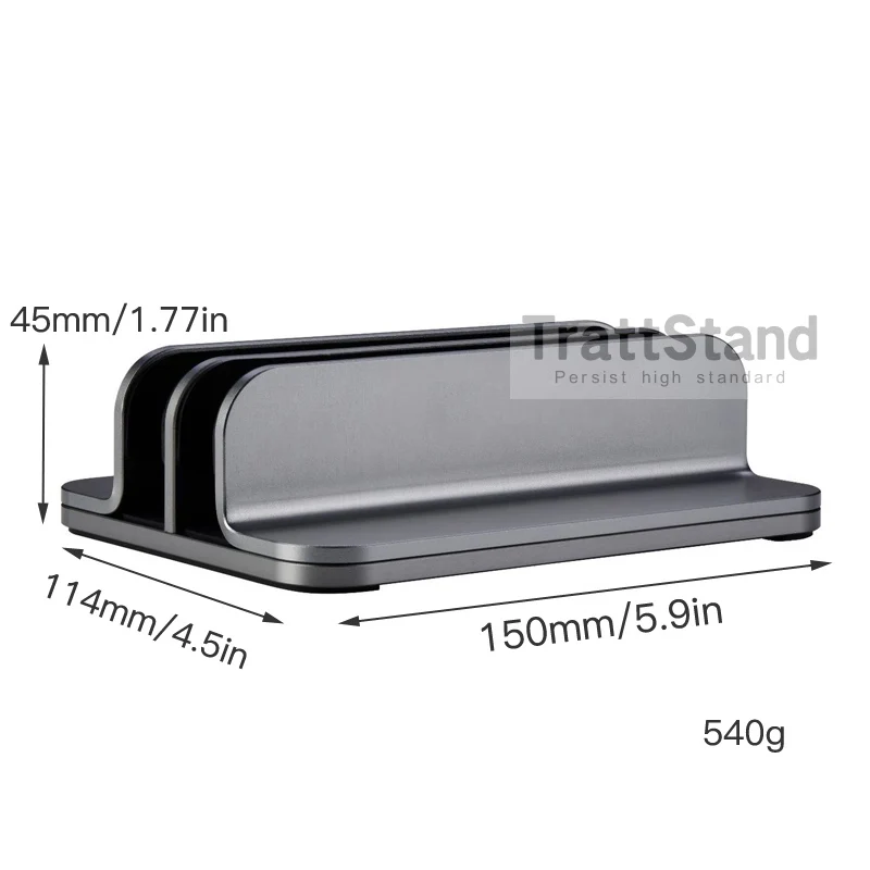 알루미늄 더블 슬롯 수직 조절식 노트북 스탠드, iPad MacBook Pro Air 노트북 지원 홀더, 공간 절약 지원