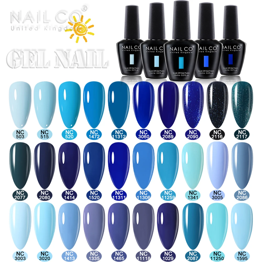 

NAILCO 15ml Gel Nail Polish LED Semi-permanent Summer Varnish UV Vernis Blue Color Enamels For Nails Gellak Top Coat Base Polish