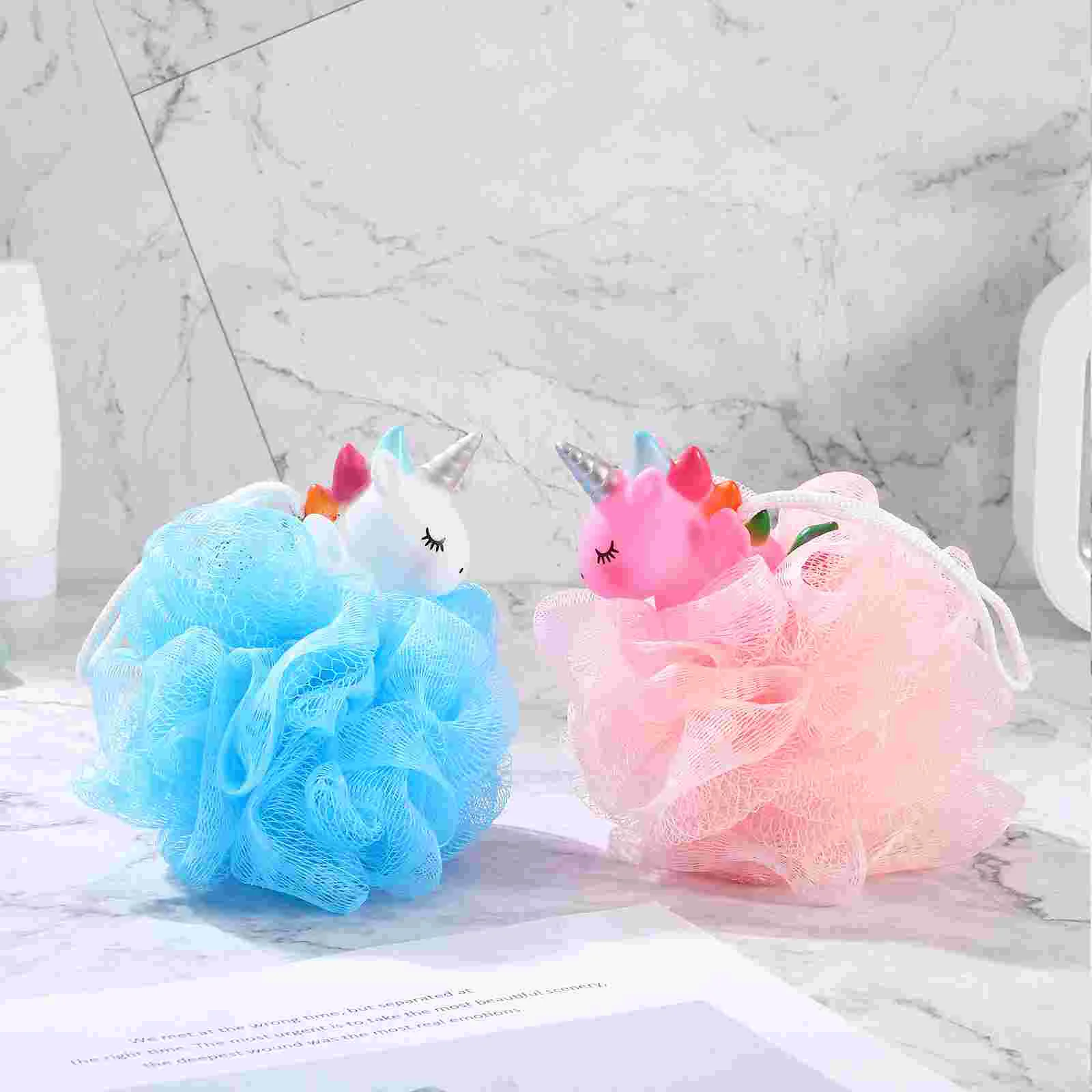 

2 Pcs Unicorn Bath Ball Body Sponge Loofah for Kids Exfoliating Loofahs Aldult Balls Pvc Toddler Sponges Shower