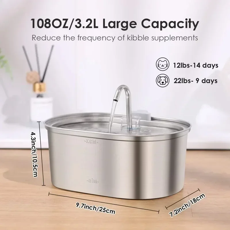 Title 2, 3.2L Pet Water Dispenser Stainless Steel Automa...