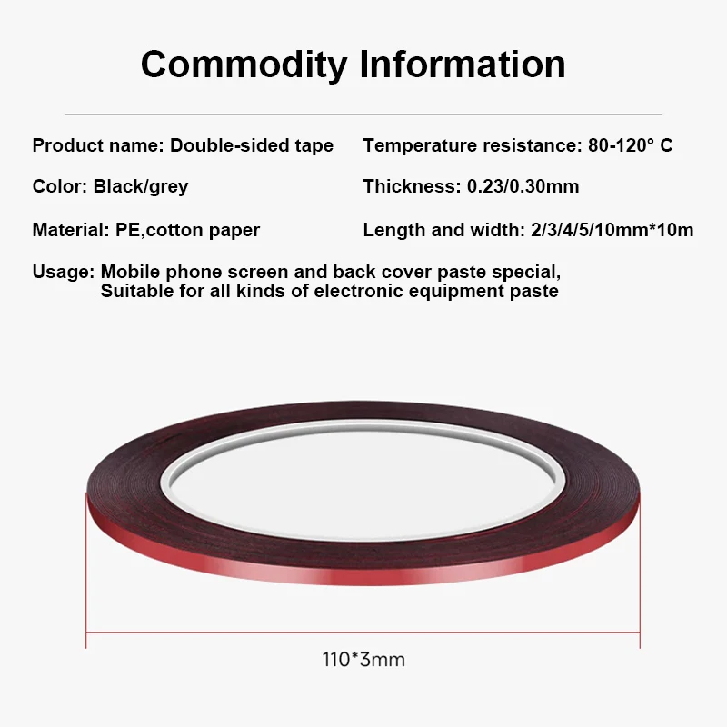 AMAOE 0.03mm 휴대 전화 태블릿 수리 용 양면 접착 테이프 LCD 화면 뒷면 커버 씰링 테이프