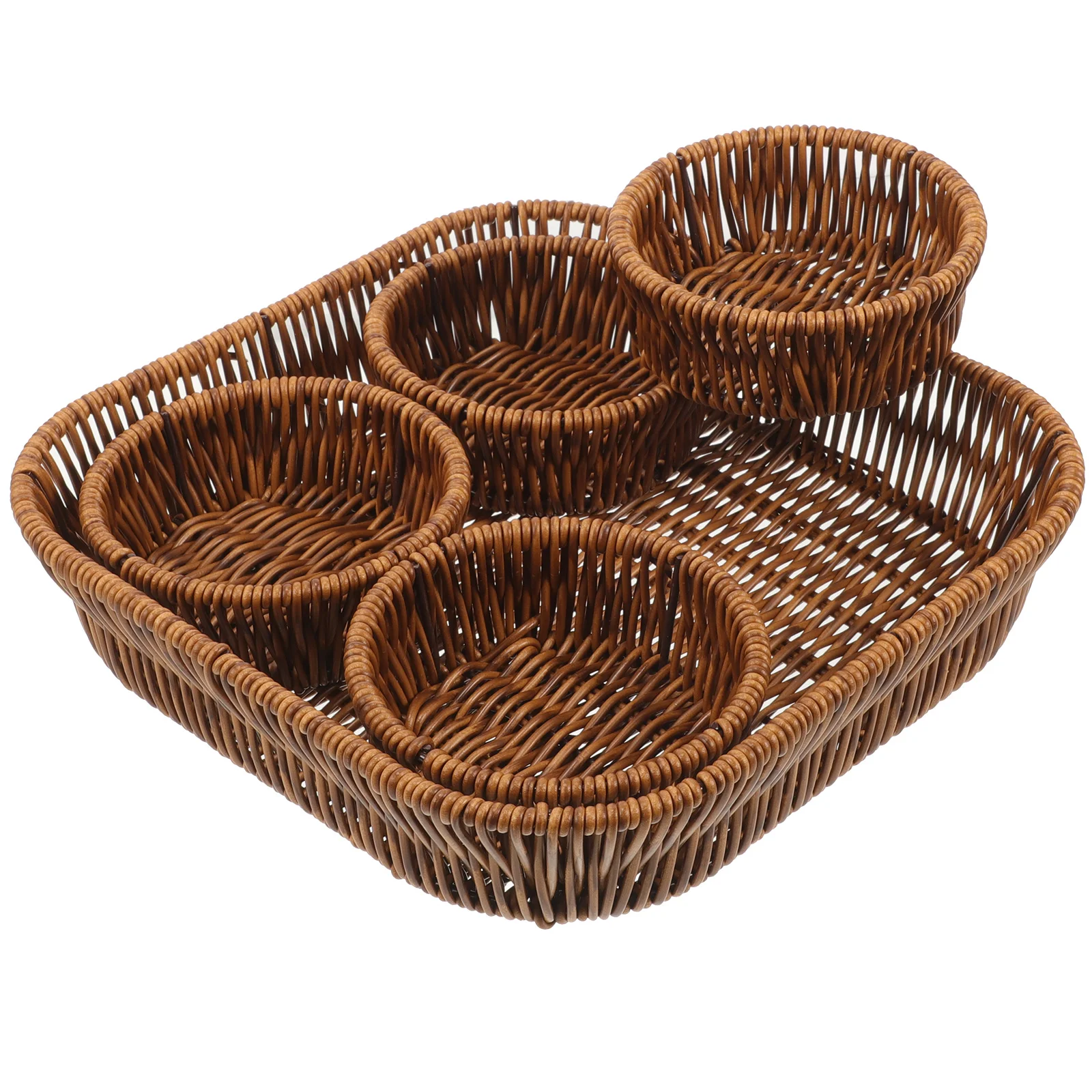 

Rattan Storage Basket Dried Fruit Small Round Food Appetizers Snack Woven Baskets