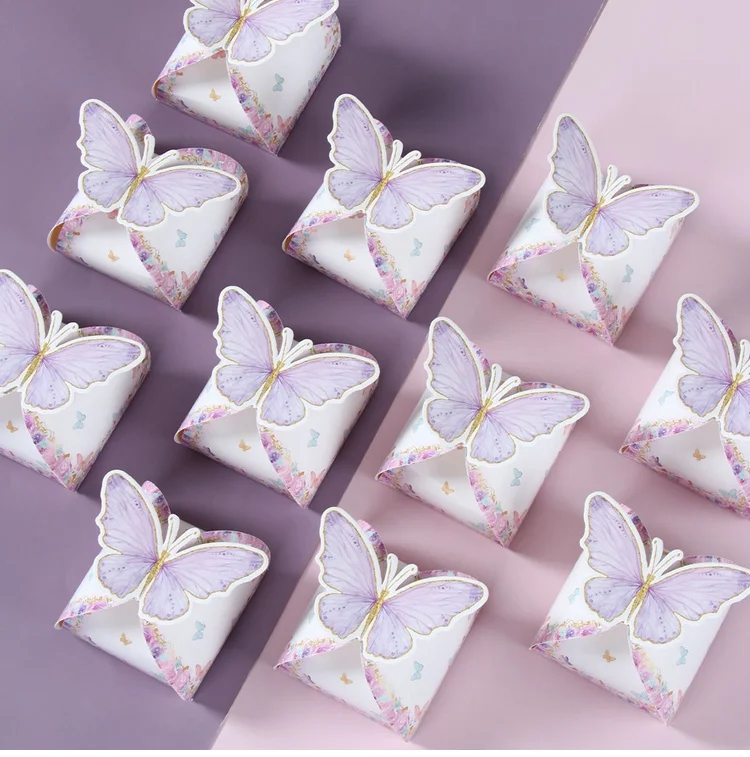 Pink Butterfly Candy Boxes – Gift Packing Bags for Girl Birthday, Baby Shower, Party Fa... - SKU CCB02009 - UGI Packaging