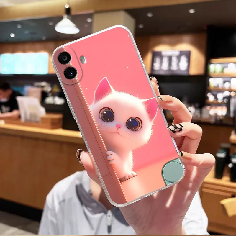 Clear Shockproof Soft Silicone Back Cover Case with Cat Design for CMF Phone 1 2A Plus and Phone 2 2A 5G