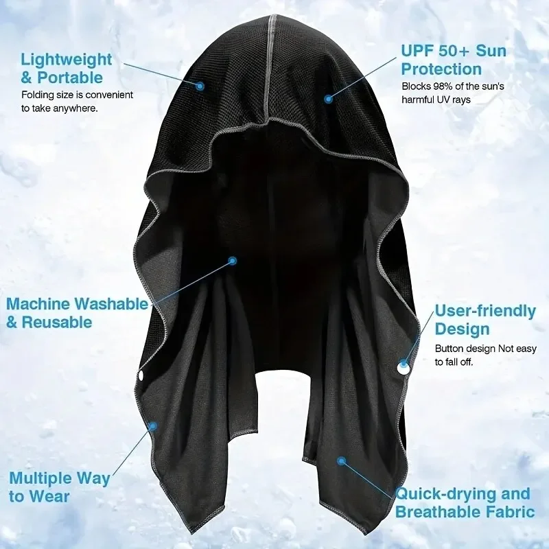 U Cooling Hoodie Towel Beach Camping Gym Building Sun Protection Quick Drying Sports Cooling Towel Headband 2